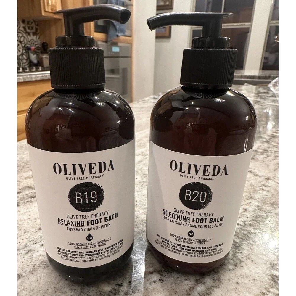 2pc  Oliveda B19 Relaxing Foot Bath B20 Softening Foot Balm Olive Tree Therapy